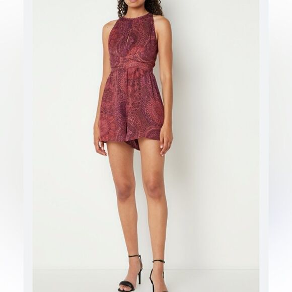 NWT Ted Baker Odesia Purple Pink Romper Print Wrap Front Size 8 - Picture 4 of 16